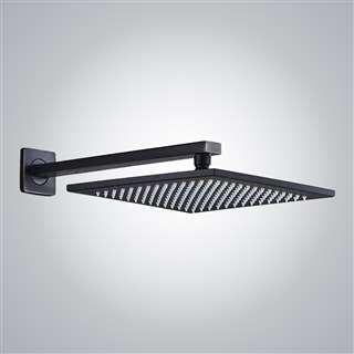 Contemporary shower design with matte black rainfall shower hardware