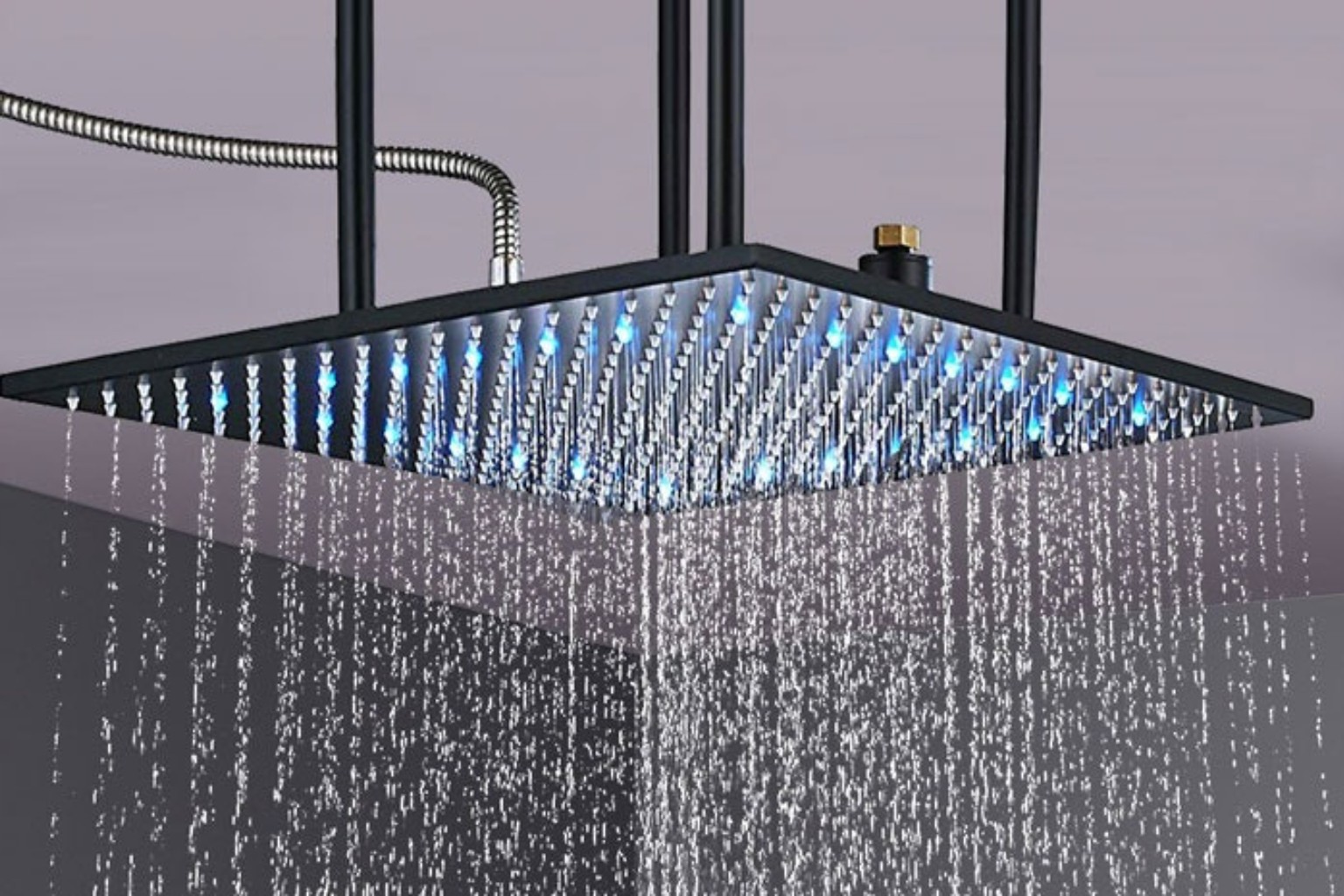 Stylish bathroom remodel with matte black shower fixtures and glass enclosure