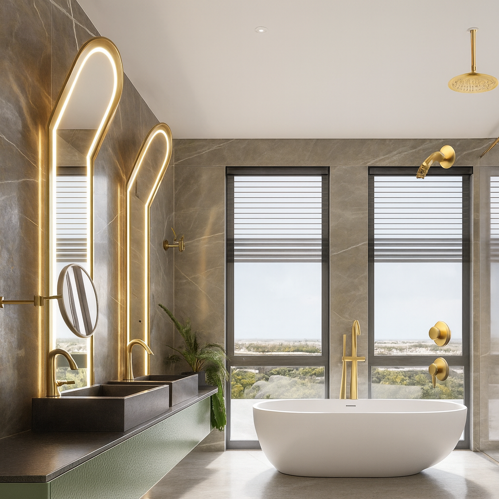 Luxury hotel suite bathroom fixtures