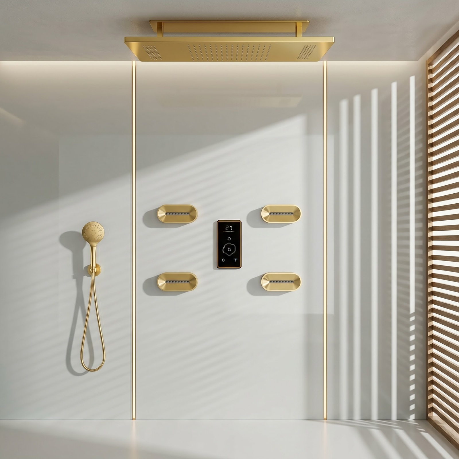 Smart shower system configuration with multiple outlets